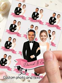 UNICCUT Customized Wedding Groom Bride Stickers Personalized Head And Face Decoration Stickers Labels Wedding Engagement Decoration - Multicolor - View 1