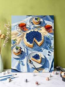 DIY Blueberry Cheesecake Afternoon Tea (Frameless Or Framed 8x12 / 16x20 Inches) Paint By Numbers Kit(Acrylic) Arts & Crafts For Adult Beginners, Home Wall Decor, And Holiday Gifts - Sets - View 5