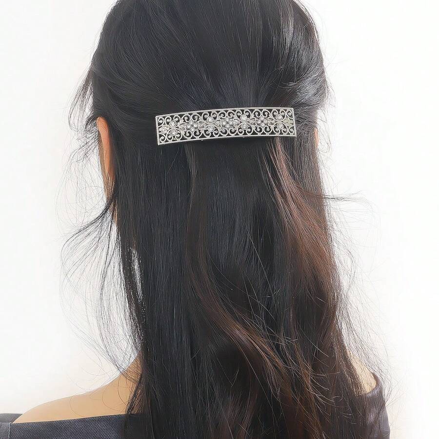 1 buah Jepit Rambut Rhinestone Vintage - Aksesori Ekor Kuda Paduan Elegan untuk Wanita, Hiasan Rambut Manis untuk Pemakaian Sehari-hari - MultiWarna - View 1