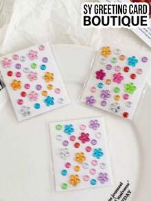 6pcs Random Mixed Color Faux Crystal Decorative Stickers, Heart + Star + Flower + Round Rhinestone Multi-Shape Acrylic Self-Adhesive Stickers, Used For Photo Frame, Shell, Daily Supplies Decoration, Diverse Shapes And Colors With Packaging - Decorative Stickers - View 6