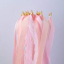 Wedding Ribbon Wand With Bells, Lace Fairy Party Ribbon Wand; Colorful Faux Silk Ribbon, Suitable For Various Parties, Birthdays And Holiday Events; Holiday Decoration, Birthday Arrangement, Decorative Handheld Wand; Exquisite Lace Craftsmanship, Lightweight Wand Body; Satin Ribbon With Bell Style; Suitable For DIY Enthusiasts And Event Planners - View 1