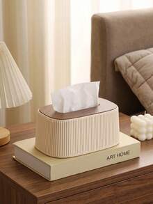 1pc Minimalist Striped Tissue Box – Large Size & High Capacity; Stylish "Insta-Worthy" Design; Home Decor; Suitable For Bathroom, Bedroom, Or Living Room; Great Gift For Friends. - View 10