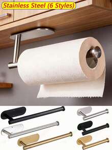 Tempat Tisu Dapur, Rak Pembungkus Plastik, Tempat Kertas Gulung Perekat, Kotak Tisu, Tempat Serbet, Rak Penyimpanan Kabinet, Rak Handuk, Rak Lap Piring, Bahan Baja Tahan Karat, Pemasangan di Dinding Dapur, Perlengkapan Penyimpanan Dapur, Aksesoris Kamar Mandi - MultiWarna - View 1