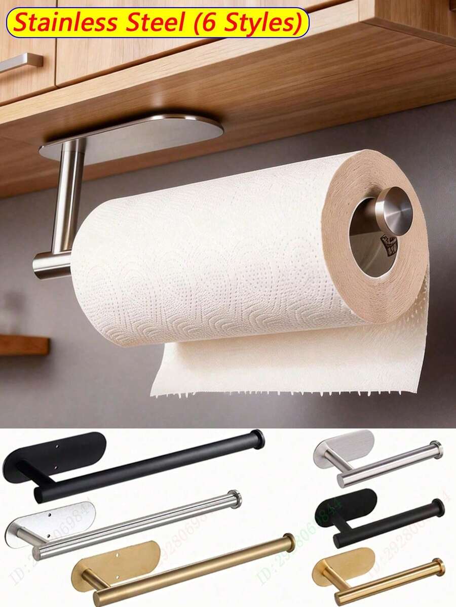 Tempat Tisu Dapur, Rak Pembungkus Plastik, Tempat Kertas Gulung Perekat, Kotak Tisu, Tempat Serbet, Rak Penyimpanan Kabinet, Rak Handuk, Rak Lap Piring, Bahan Baja Tahan Karat, Pemasangan di Dinding Dapur, Perlengkapan Penyimpanan Dapur, Aksesoris Kamar Mandi - MultiWarna - View 1