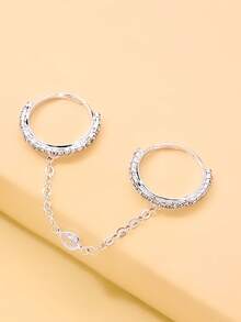 STONEFANS 1pc New Multi-Layer Ring For Women, Niche Design, Delicate & Minimalist, Fashionable & Versatile Finger Ring Hand Jewelry - Silver - View 5