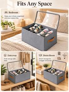 Foldable Under Bed Shoe Storage Organizer Box Heavy Duty Washable Oxford Fabric Dustproof Container With Clear Window Sturdy Handles Zippers For Sneakers Heels Closet Space Saving College Dorm Spring Cleaning Clothes Setup, Storage Box - View 7