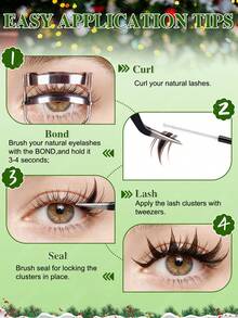 540/648pcs Natural Brown/Black False Eyelashes Can Create A Fluffy Anime Eye Makeup Effect. DIY Large Capacity Three Sided Eyelash Cluster, Made Of Soft Material. Single Cluster False Eyelash Set, With Glue And Sealing Tools, Suitable For Christmas. - Multicolor - View 11