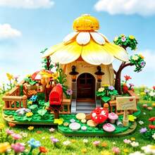701 PIECES Fantasy Flower House Building Set, Sunflower And Lily Petal Roof House Model, DIY Handmade Assembly Of Small Granular Bricks, Exquisite Garden Scene, Cute Desktop Decorative Item, Collector's Grade Fairy House Building Set - Multicolor - View 1