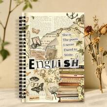 1pc A5 Size English Notebook, Spiral Bound, Pink Floral Pattern Cover With Cute Pink Bow Decoration, Spiral Language Learning Notebook, Suitable For Students' English Course - 1 Pack (50 Sheets, 100 Pages) - View 11