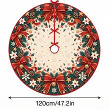 1pc Large Red Bow & Bell Pattern Christmas Tree Skirt, Elegant Color Holiday Decoration, 5 Sizes, Unisex Holiday Gift, Suitable For Home And Party Christmas Decor - Red Bow Bell - View 14