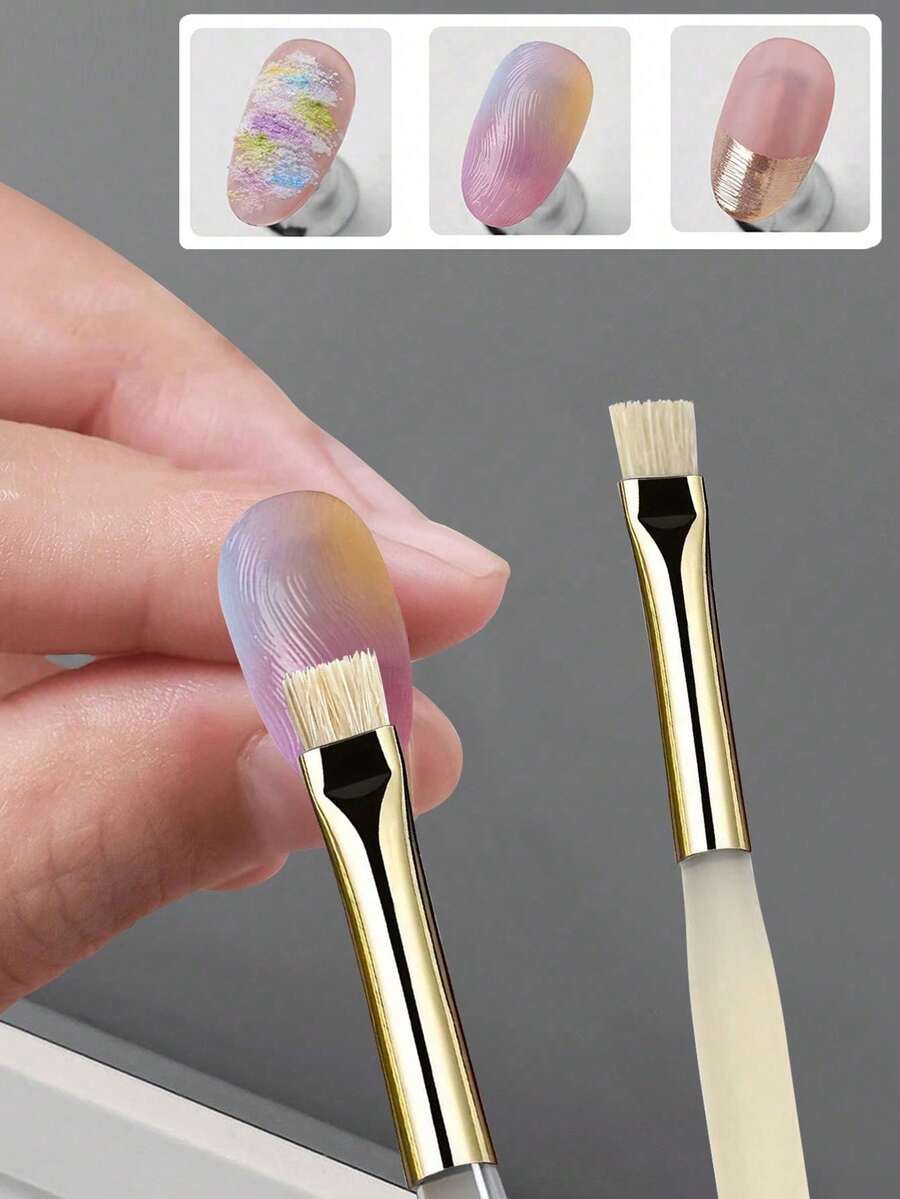 1pc Crystal Multi-Function Nail Art Texture Brush, Line Drawing Gel Brush, Dotting Pen, Professional Nail Salon Tool - Multicolor - View 1