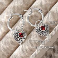 Gmzalx Women's Vintage Craft Heart Dangle Earrings, Sweet Cool Style Pendant Earrings, Suitable For Dating Occasions - Antique Silver - View 2
