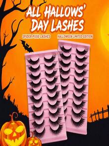 10 Pairs Soft Fluffy 3D Faux Mink Manga False Eyelashes, Exaggerated Thick Invisible Transparent Stem - Halloween Limited Makeup Essential, Reusable, Lightweight Manga Lashes, Suitable For Daily Charm And Special Occasions - View 8
