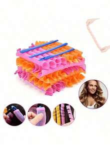 20pcs Heatless Curling Rods, Spiral Hair Styling Tool With Styling Hook, Magic Curling Rods For Home Use And Hair Salon DIY, Can Create Multiple Hairstyles - Multicolor - View 3