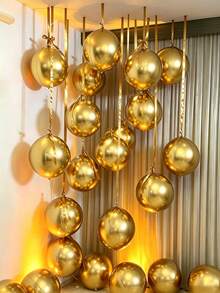 10pcs 10-Inch Gold 4D Round Foil Balloons, Suitable For Birthday Parties And Celebrations, Birthday Party Decorations, Party Decorations, Graduation Parties, Wedding Decorations, Hanging Balloons, Scene Decor, Theme Balloons - Gold - View 1