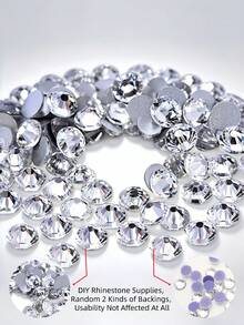 Transparent Flat Back Rhinestones, Multi-Size Round Crystal Hot-Fix Rhinestones, Shiny Adhesive Rhinestones, Suitable For Nail Art, Phone Cases, Shoes, Clothing, Handmade DIY Decoration - Transparent White - View 6