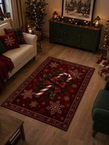 1 pieza Alfombra rectangular con soldado cascanueces y bola de Navidad, estilo navideño, alfombra decorativa de piso para Navidad, felpudo de entrada, felpudo de puerta, alfombra pequeña, felpudo de bienvenida, alfombra, alfombra de cocina, decoración del hogar, felpudo de puerta principal, alfombra de área, alfombra de área - Multicolor - Ver 4
