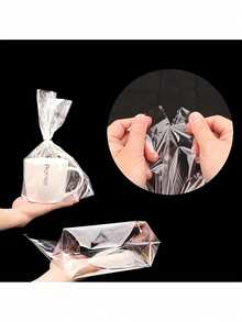 25/50pcs Flat Bottom Corner Insertion Bags, Transparent Gift Bags With Ties, Suitable For Party, Thanksgiving Small Gifts Packaging, Holiday Theme Design, Sturdy Structure, Event Planning, Durable Plastic Bags, Activities - Multicolor - View 3