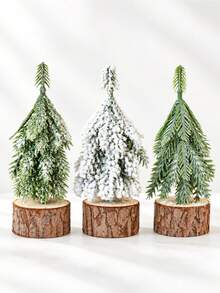 Artificial Mini Christmas Tree , Mini Snow Frost Trees Winter Small Pine With Wood Base For Christmas Winter Decoration - Multicolor - View 7