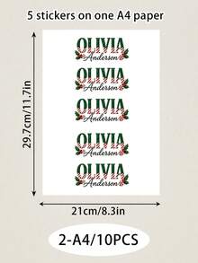 LICVIC Custom Christmas Name Sticker, Festive Plaid & Candy Cane Letter Decal, Personalized Christmas Labels Stickers, Customized Holiday Sticker, Christmas Gift, Customizable Christmas Decoration For Party Favors And Seasonal Gifts, Christmas Sticker - Style C - View 20