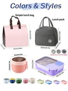 1pc Insulated Lunch Bag Bento Box For Food Storage, Silicone Lunch Box With 3 Compartments, Leak-Proof, Microwave/Dishwasher , Suitable For Adults - Multicolor - View 9