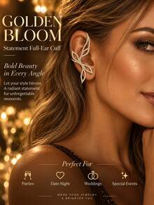 European And American New Leaf Ear Hook Earrings, High-End Rhinestone Star Earrings Jewelry - Blade - View 2