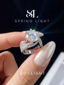 1pc Moissanite Ring, Luxurious 5CT Triple Row Full Diamond Ring, Suitable For Women's Party And Wedding Wear - Full Diamond Moissanite Ring - 5ct - View 2