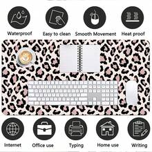 Pink Black Leopard Print PU Leather Desk Mat, Waterproof Anti-Slip Smooth Large Mouse Pad, Stain Resistant Desk Protector, Oversized Keyboard Table Pad For Office, School, Home Desktop, Gaming Study Work Decor, Easy Wipe Clean Computer Desk Cover Pad - View 8