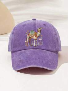 Fashionable Adjustable Baseball Cap - European And American Style Duckbill Cap, Suitable For Camping, Travel, Party And Hip-Hop Culture, Perfect For Outdoor Activities, Printed With "Camel" Pattern And Text, Elegant And Versatile, Great For Camping And Casual Wear, Perfect Gift For Family And Friends - Washed Cap - View 12