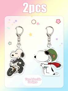 MASSDI Peanuts Acrylic Keychain, Cool Riding Motorcycle & With Green Pilot Hat Red Scarf, Cartoon Bag Pendant For Backpack Handbag Decoration - Multiple Styles - View 9