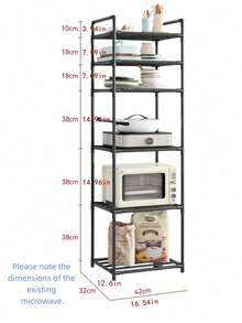 1pc Space-Saving Tall Metal Storage Rack, Bathroom Shelf, Shower Caddy, Multi-Tier Floor Standing Bathroom Organizer, Bookshelf, Storage Shelf, Movable, Easy Assembly, Suitable For Bathroom, Kitchen, Office, Study, Living Room, Holiday Gift - Multicolor - View 11