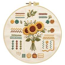 1PC 15*15cm/5.9*5.9in 20*20cm/7.9*7.9in,A Beautiful Bouquet Embroidery Kit, DIY Handmade Embroidery Set For Adult Beginners, Home Gift, Women's Sewing Gift, Including User Manual, Printed Pattern Fabric, Embroidery Frame, Needle And Thread. - 20X20CM - View 15