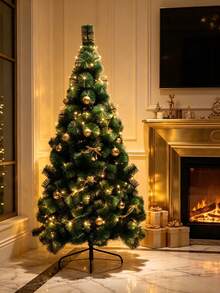 Artificial Christmas Tree, Easy Assembly & Dense Pine Needles, Foldable Metal Stand, Green Xmas Tree For Home, Shop Window Holiday Decor, Ideal For Family & Party Decor Enthusiasts, Only Christmas Tree, Accessories Not Included - Multiple Specifications - View 4