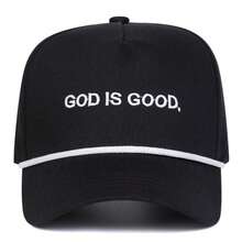 1款男士GOD IS GOOD字母刺繡嘻哈帽，時尚運動棒球帽，戶外可調節防曬休閒帽，適合春秋旅行、海灘派對 - 彩色 - 查看 9
