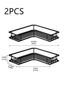 4/3/2 Pieces Set Of Punch-Free Stainless Steel Bathroom Storage Rack, Corner Shower Rack, Wall-Mounted Adhesive Shower Storage Rack, Shower Gel Rack, Shampoo Rack, Soap Rack - Bathroom Storage Rack Set - View 9