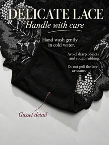5pcs/Set Floral Lace Underwear Set, Women's Comfortable Lace Trim Briefs - Black - View 5
