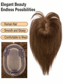 8*12 Inch Women's Straight Chocolate Brown Hair Clip-On Extensions, Natural Looking Basic Hairpiece, Suitable For All Brown Hair Bangs, Can Modify Face Shape - S4 - View 4