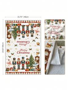 Christmas Towel Merry Christmas Decorative Kitchen Hand Towel Nutcracker Holly Snowflake Christmas Tree Gift Box Pattern Red Holiday Gift Home Decor Kitchen Bathroom Towel - Multicolor - View 3