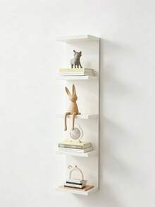 Wall-Mounted No-Drill Storage Shelf With Hooks, Multi-Layer Bookshelf Display Rack For Study, Bedroom, Living Room - Multicolor - View 3