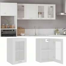 vidaXL Vitrine suspendue "Lyon" Blanc 40 x 31 x 60 cm Bois d'ingénierie - Blanc - Voir 1