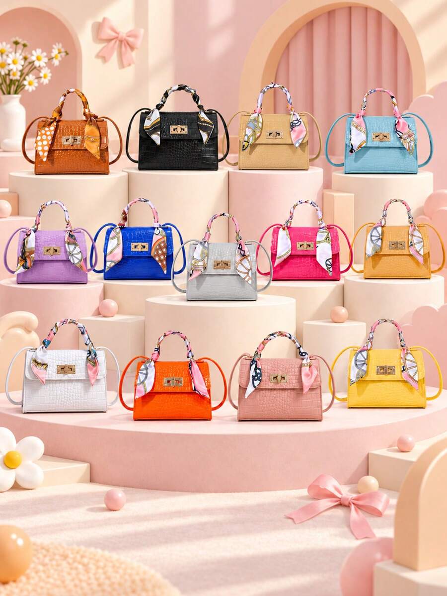 1 buah Tas Tangan Syal Motif Buaya Warna-warni untuk Anak Perempuan, Tas Mini Modis dengan Kunci, Tas Selempang Serbaguna, Cocok untuk Bepergian dan Beraktivitas Sehari-hari, Tersedia Berbagai Warna - Pola Buaya M1334 - View 1