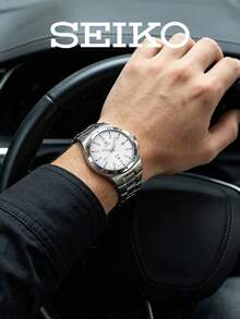 SEIKO Casual Sports Men's Watch, Stainless Steel Band, White Dial, Luminous Markers, Date Display, Quartz Wristwatch - White - View 7