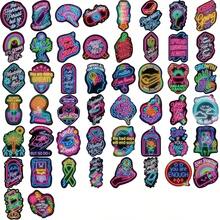 50Pcs Neon Mental Health Prevention Stickers For Suitcases, Laptops, Scrapbooks, Diaries, Water Bottles Sticker - Black - View 4