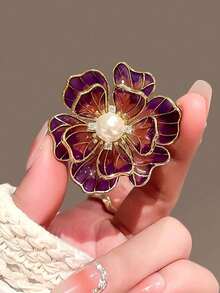 Retro Peony Brooch, Niche Faux Pearl Brooch, High-End Flower Pin Accessory - Peony Brooch - View 2