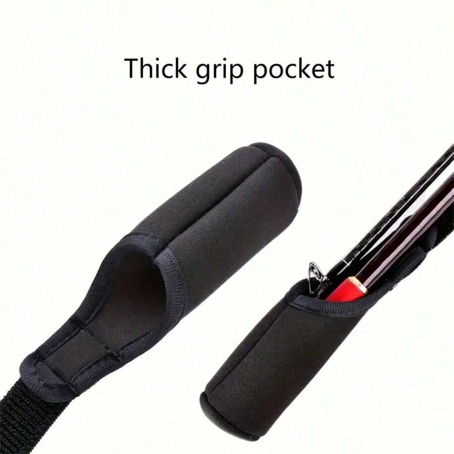 1PC Fishing Rod Protective Cover, Portable Fishing Rod Protection Strap, Black High Elasticity Magic Tie Rod Protection Sleeve Fishing Rod Guard Portable Rod Bundle Strap Lure Back Rod Strap Rod Sleeve Magic Fishing Rod Protective Cover With Ring Back Strap - Multicolor - View 1