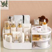Large Capacity Countertop Makeup Organizer With Clear Sliding Drawers, Multi Compartment Skincare Cosmetic Storage Caddy, Desktop Vanity Holder For Makeup Brushes, - White - View 13