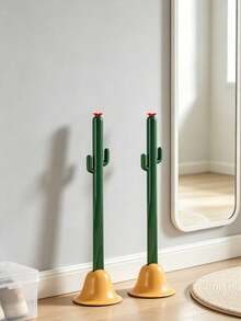 1pc Green Cactus Shaped Shoe Horn, Plastic Long Handle With Decorative Red Flower Top, Ergonomic Shoe Helper With Stable Base, Suitable For Home Bedroom Dormitory Apartment Daily Indoor Use - A - View 6