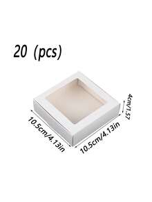 20pcs White Kraft Paper Transparent Window Gift Boxes 3.6x3.6x1.4 Suitable For Baking Cookies Cakes Candy Wedding Party Christmas Gift Packaging - White - View 14