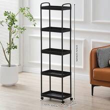 3-Tier Rolling Storage Cart With Handle - Multi-Functional Floor Storage Rack, Perfect For Kitchen And Bathroom Organization, Movable Drainage Shelf, Ideal For Holiday Parties, Back To School Essentials And New Year Planning - Multicolor - View 13
