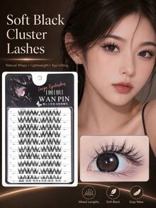 WANPIN WAN PIN W Large Capacity Cluster False Eyelashes, 10 Rows Lightweight Segmented False Eyelashes, Natural Thick Cartoon Eye Lashes, Lightweight And Delicate, Suitable For Beginners, Soft And Comfortable To Wear, Easy To Apply - C - View 2